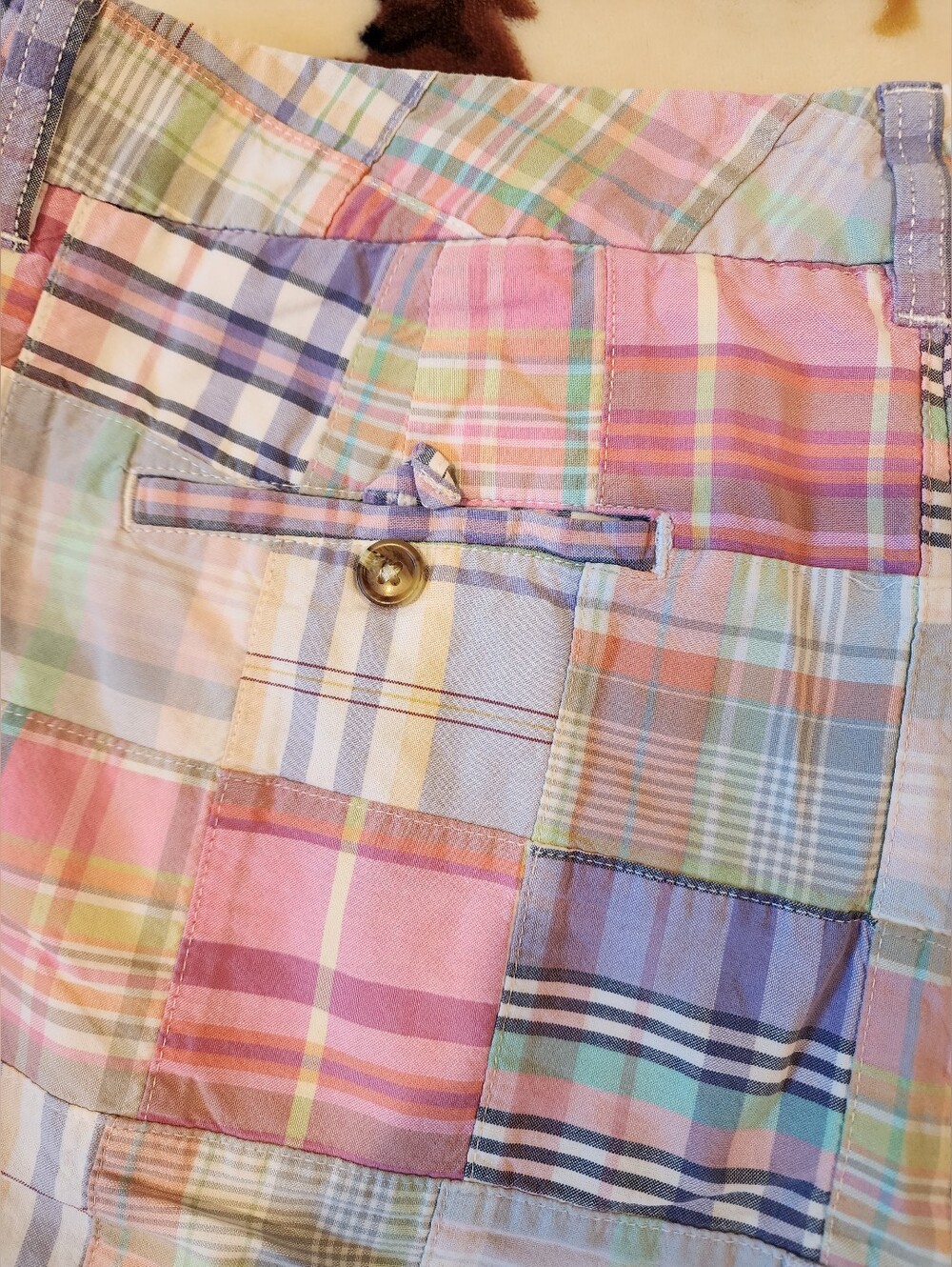 L.L.Bean Pastel Plaid Patchwork Favorite Fit Shorts Size 16. - Picture 8 of 13